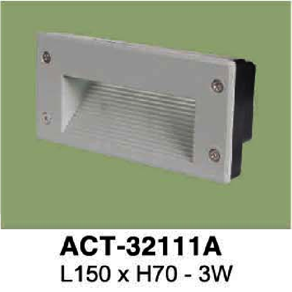 VE - ACT - 32111A: Đèn âm tường/âm bậc cầu thang - KT: L150mm x H70mm - Đèn LED 3W ánh sáng vàng