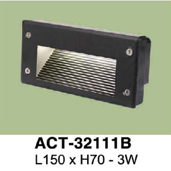 VE - ACT - 32111B: Đèn âm tường/âm bậc cầu thang - KT: L150mm x H70mm - Đèn LED 3W ánh sáng vàng