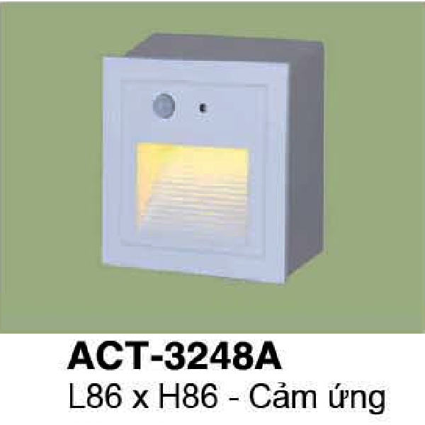VE - ACT - 3248A: Đèn âm tường/âm bậc cầu thang, cảm ứng - KT: L86mm x H86mm