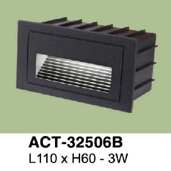VE - ACT - 32506B: Đèn âm tường/âm bậc cầu thang - KT: L110mm x H60mm - Đèn LED 3W ánh sáng vàng