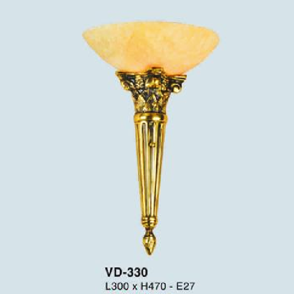 E - VD - 330: Đèn vách đồng chao đá - KT: L300mm x  H470mm - Đèn chân E27 x 1bóng