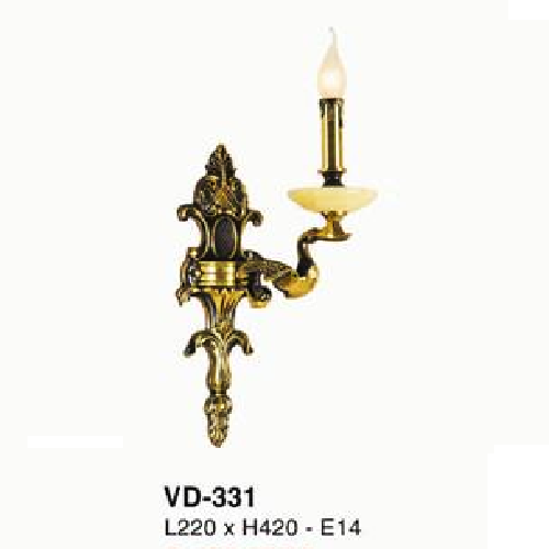 E - VD - 331: Đèn vách đồng chao đá - KT: L220mm x  H420mm - Đèn chân E14 x 1 bóng