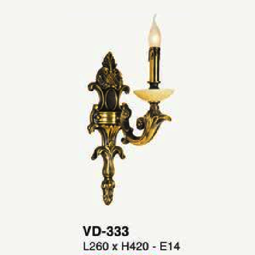 E - VD - 333: Đèn vách đồng chao đá - KT: L260mm x  H420mm - Đèn chân E27 x 1 bóng