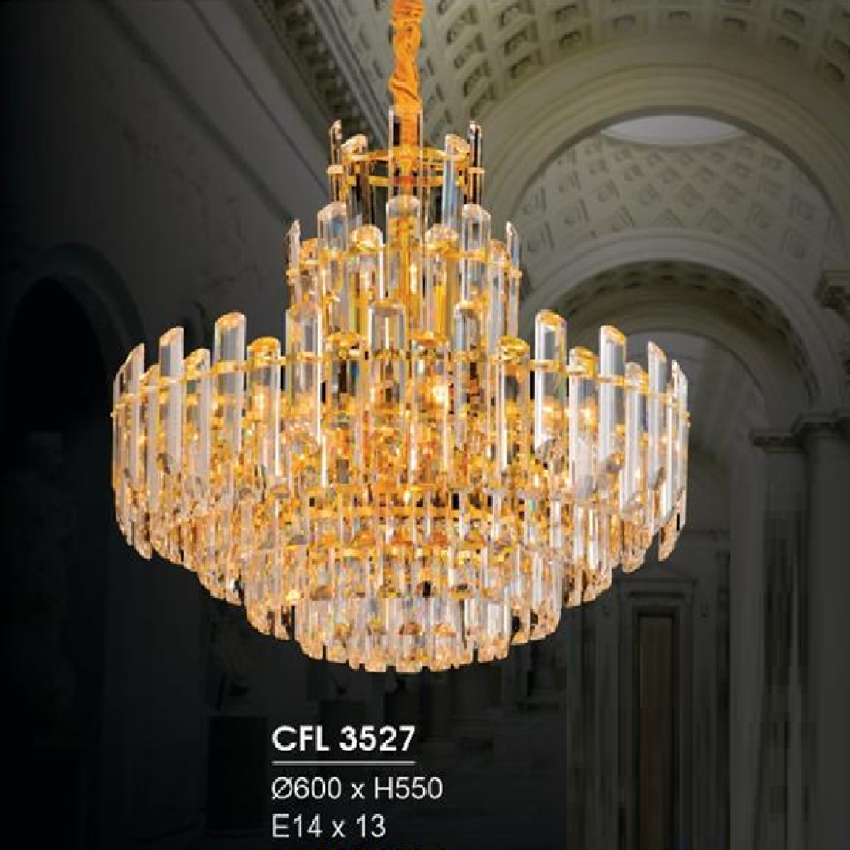 HF -  CFL  3527: Đèn thả Phale - KT: Ø600mm x H550mm - Bóng đèn E14 x 13  bóng