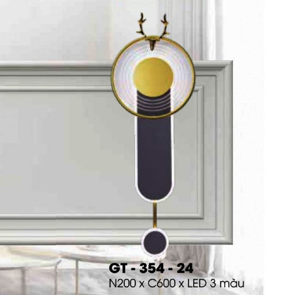 GT - 354-24: Đèn gắn tường LED - KT: W200mm x H600mm - Đèn LED đổi 3 màu