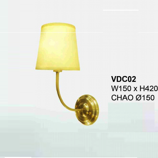35- VDC02: Đèn gắn tường 1 bóng - KT: W150mm x H420mm - Chao đèn Ø150mm - Đèn chân E14 x 1 bóng