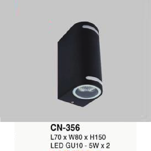 EU - CN - 356: Đèn gắn tường ngoài trời - KT: L70mm x W80mm x H150mm - Đèn LED GU10- 5W x 2, ánh sáng vàng