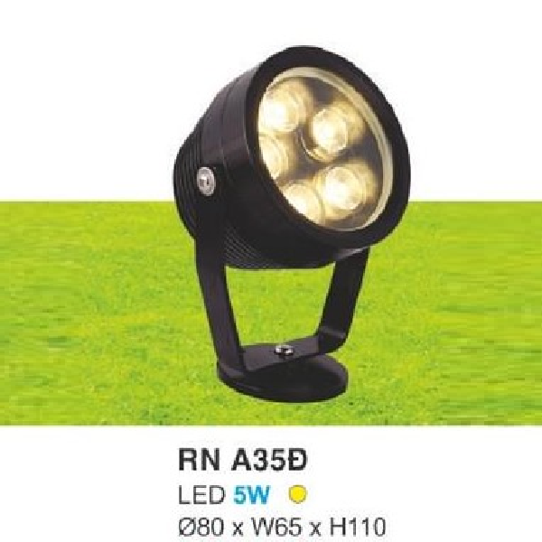 HF - RN A35Đ LED 5W: Đèn pha ngoài trời LED 5W - KT: Ø80mm x W65mm x H110mm - Ánh sáng vàng