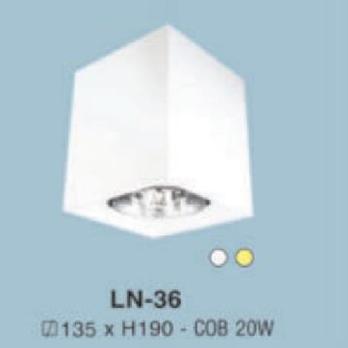 LN - 36: Đèn lon LED COB 20W gắn nổi, 1 chế độ ánh sáng (trắng/vàng)