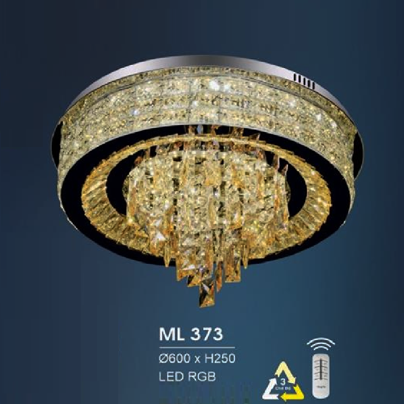 HF - ML 373: Đèn áp trần LED - KT: Ø600mm x H250mm - Đèn LED RGB đổi 3 màu - Remote