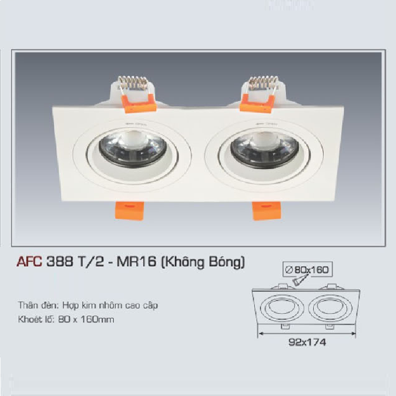 AFC 388T/2 - MR 16: Bộ gọng đèn đôi sử dụng bóng MR16