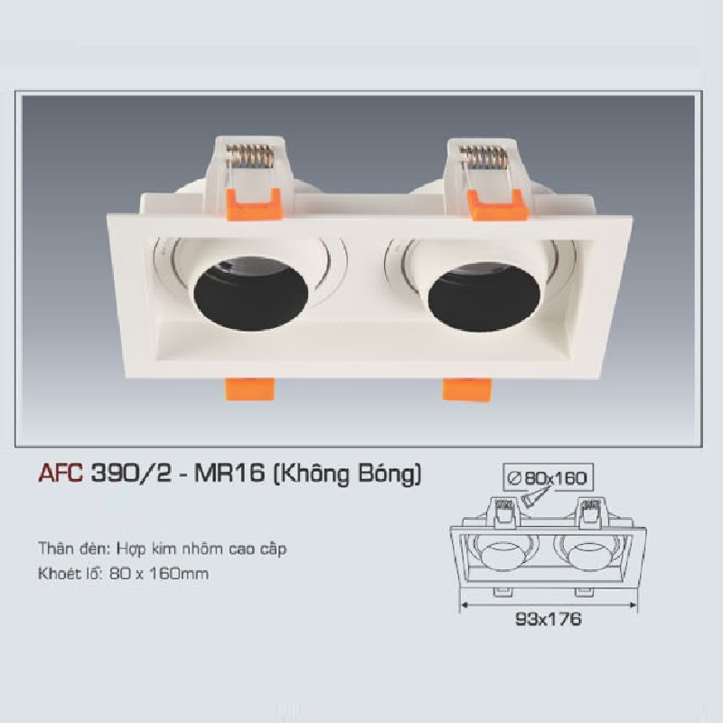 AFC 390/2 - MR16: Bộ gọng đèn đôi sử dụng bóng MR16