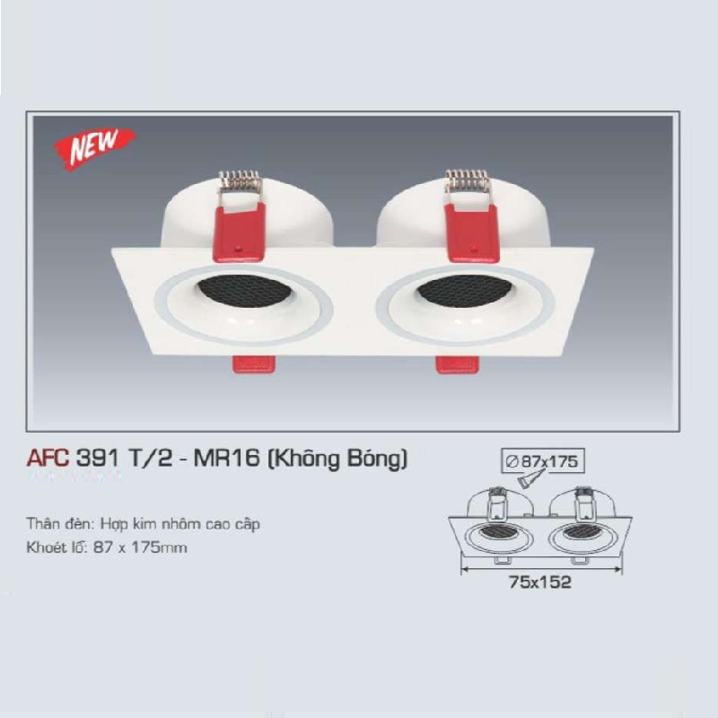 AFC 391 T/2 - MR16: Bộ gọng đèn đôi sử dụng bóng LED MR16