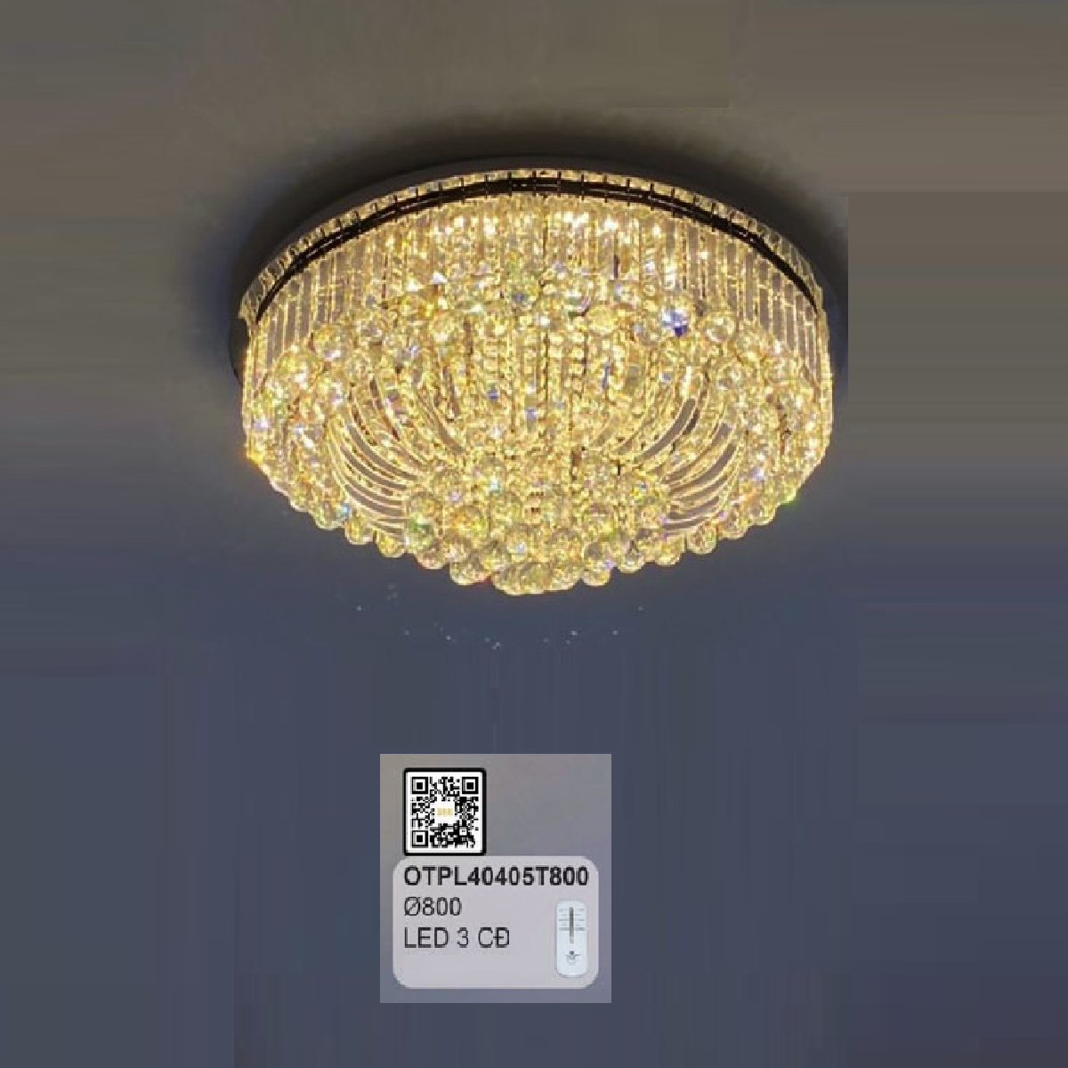 35 - OTPL 40405T800: Đèn áp trần Phale LED - KT: Ø800mm - Đèn LED đổi 3 màu - Remote
