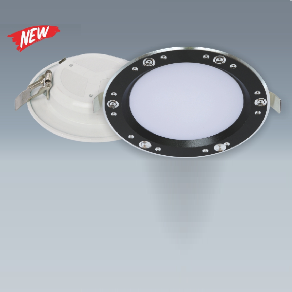 AFC 404D LED 8W: Đèn LED âm trần siêu mỏng viền đen 8W -  KT: Ø120mm x H20mm - Lổ khoét: Ø90mm - Ánh sáng trắng/vàng/trung tính