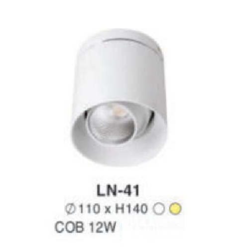 LN - 41: Đèn lon LED COB 12W gắn nổi, 1 chế độ ánh sáng (trắng/vàng)