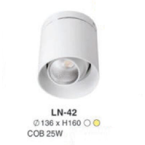 LN - 42: Đèn lon LED COB 25W gắn nổi, 1 chế độ ánh sáng (trắng/vàng)