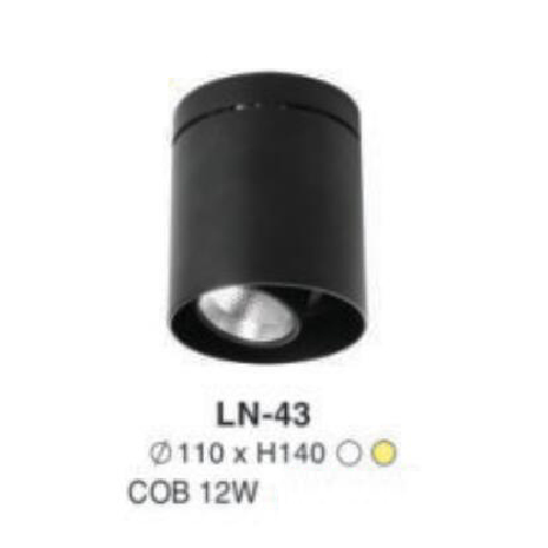 LN - 43: Đèn lon LED COB 12W gắn nổi, 1 chế độ ánh sáng (trắng/vàng)