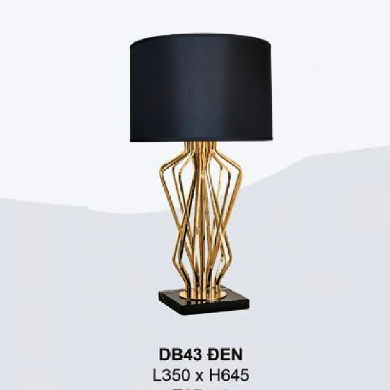 35 - DB43 ĐEN: Đèn đặt tủ đầu giường/ đặt bàn - KT: L350mm x H645mm - Bóng đèn E27 x 1 bóng