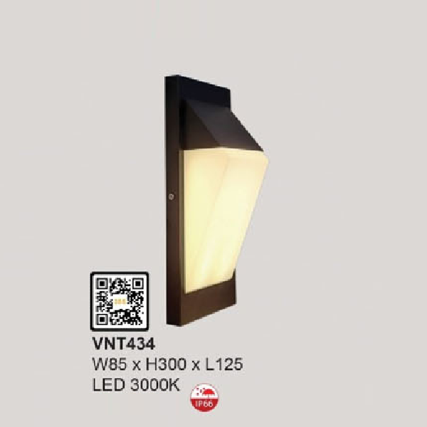 VNT434: Đèn LED gắn tường ngoài trời KT: W85mm x L125mm x H300mm - Đèn LED ánh sáng vàng 3000K