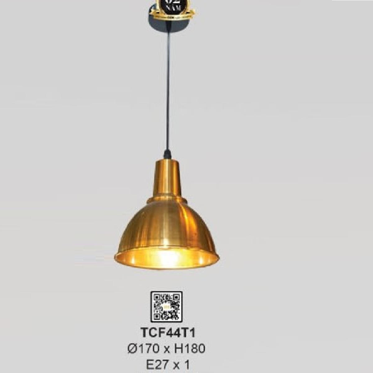 35 - TCF44T1: Đèn thả đơn  - KT: Ø170mm x H180mm -  Bóng đèn E27 x 1 bóng