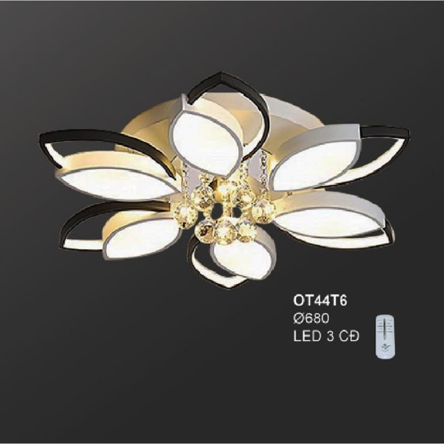 35 - OT44T6: Đèn áp trần Mica LED - KT: Ø680mm - Đèn LED đổi 3 màu  - Remote