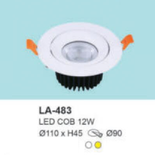 LA - 483: Đèn LED COB âm trần 12W, 1 chế độ ánh sáng ( trắng/vàng)