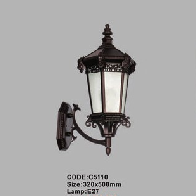CODE: C5110: Đèn gắn tường ngoài trời - KT: 320mm x 500mm - Đèn E27 x 1 bóng