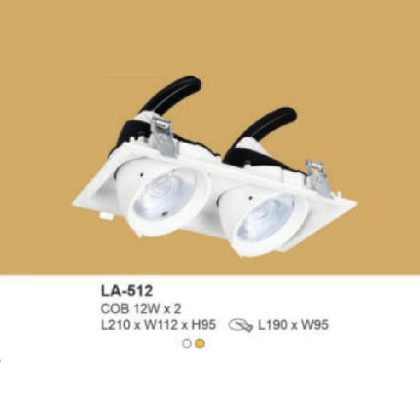 LA - 612: Đèn LED COB âm trần đôi 12W x 2, 1 chế độ ánh sáng ( trắng/trung tính/vàng)