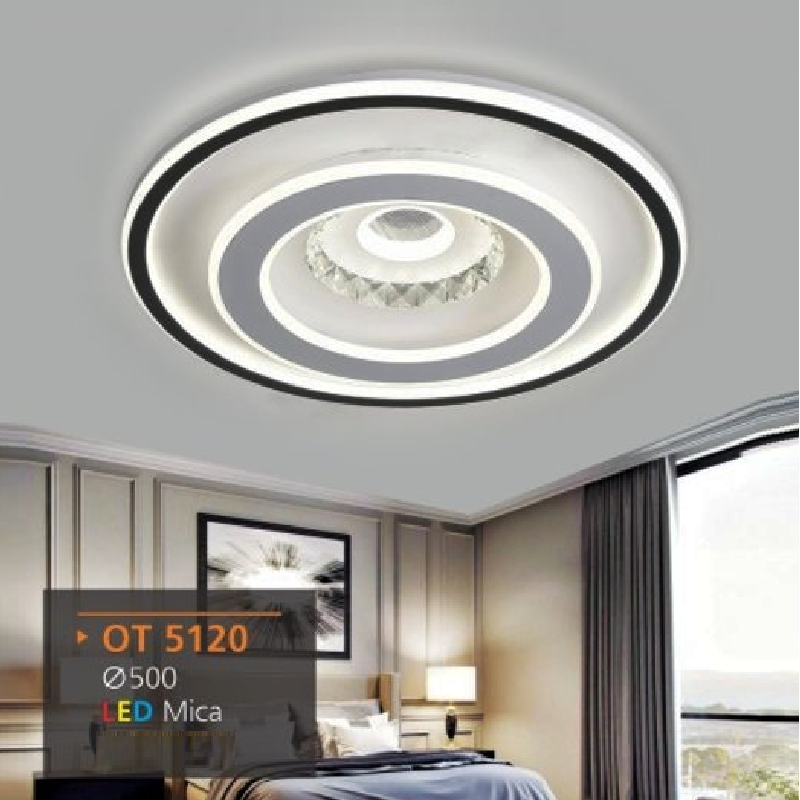 AD - OT 5120: Đèn ốp trần LED Mica - KT: Ø500mm - Đèn LED