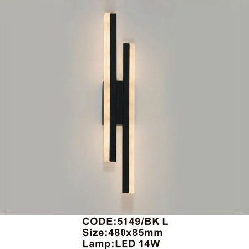 CODE: 5149/BK L: Đèn gắn tường LED - KT: 480mm x 85mm - Đèn LED 14W