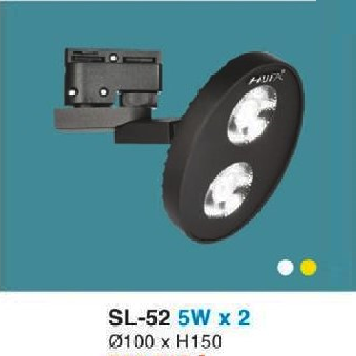 HF - SL - 52 5W x 2: Đèn rọi thanh ray LED 5W x2 - KT: Ø100mm x H150mm  - Ánh sáng Trắng/Vàng