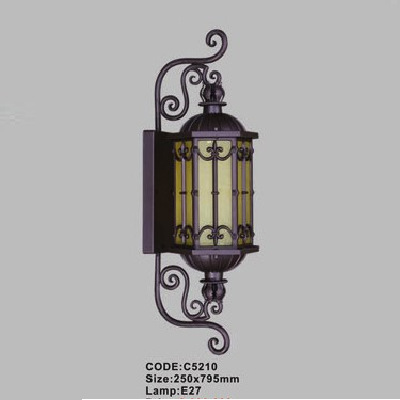 CODE: C5210: Đèn gắn tường ngoài trời - KT: 250mm x 795mm - Đèn E27 x 1 bóng