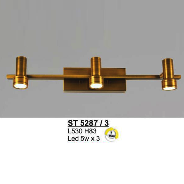 SN - ST 5287/3: Đèn rọi tranh/gương 3 bóng  - KT: L530mm x H83mm - Đèn LED 5W x 3 đổi 3 màu