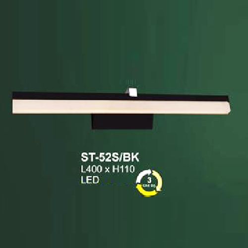 AN - ST - 52S/BK: Đèn rọi tranh/rọi gương thân màu đen - KT: L400mm x H110mm - Đèn LED đổi 3 màu