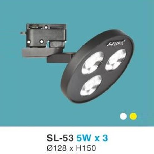 HF - SL - 53 5W x 3: Đèn rọi thanh ray LED 5W x2 - KT: Ø128mm x H150mm  - Ánh sáng Trắng/Vàng
