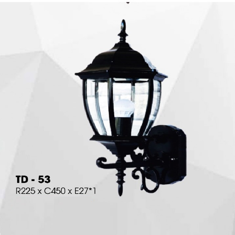 TD - 53: Đèn gắn tường ngoài trời  - KT: W225mm x H450mm - Đèn LED + E27 x 1 bóng
