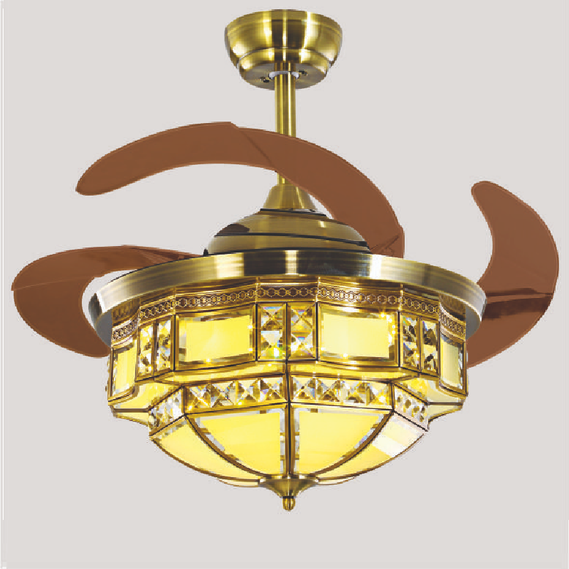 HF - ĐQĐ - 5313: Quạt trần đèn cánh xếp thân đồng