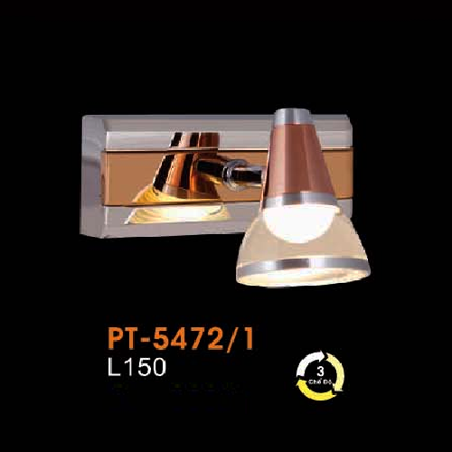 VE - PT - 5472/1: Đèn rọi tranh/gương đơn - KT: L150mm - Đèn LED đổi 3 màu