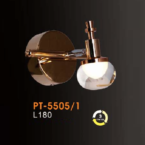 VE - PT - 5505/1: Đèn rọi tranh/gương đơn - KT: L180mm - Đèn LED đổi 3 màu