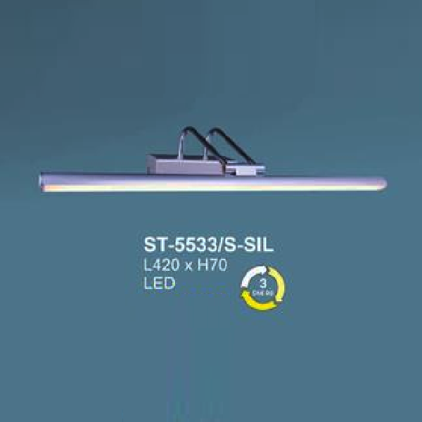 AN - ST - 5533/S - SIL: Đèn rọi tranh/rọi gương thân màu bạc - KT: L420mm x H70mm - Đèn LED đổi 3 màu