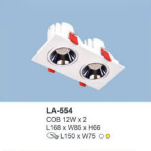 LA - 554: Đèn LED đôi COB âm trần vuông 12W x 2, 1 chế độ ánh sáng ( trắng/ vàng)