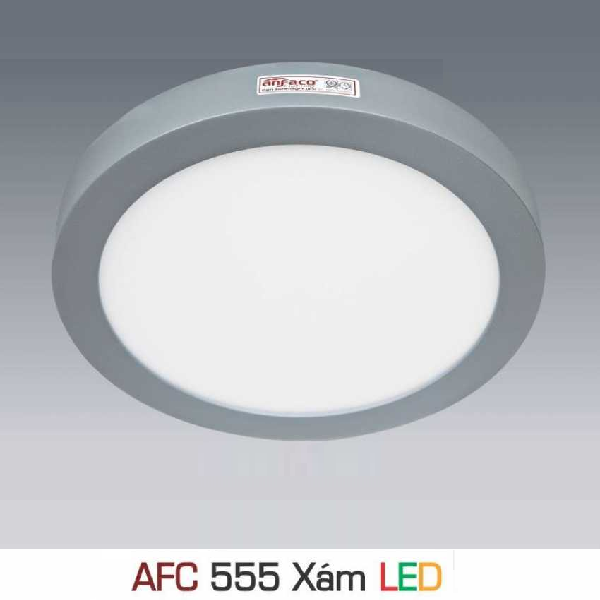 AFC 555 Xám LED 6W: Đèn LED ốp nổi vỏ màu xám 6W - KT: Ø120mm x H35mm - Ánh sáng trắng/ vàng/trung tính