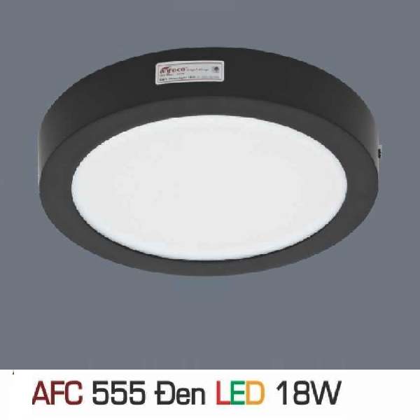 AFC 555 Đen LED 18W: Đèn LED ốp nổi  vỏ đen 18W - KT: Ø240mm x H35mm - Ánh sáng trắng/ vàng/trung tính