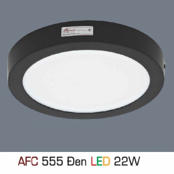 AFC 555 Đen LED 22W: Đèn LED ốp nổi  vỏ đen 22W - KT: Ø300mm x H40mm - Ánh sáng trắng/ vàng/trung tính