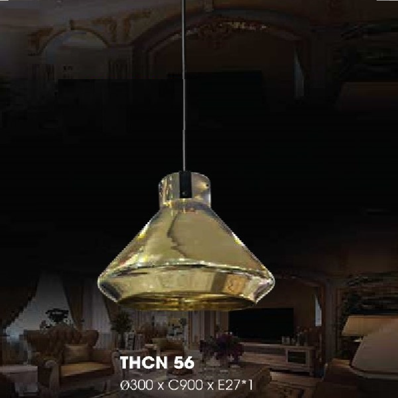 THCN 56: Đèn thả đơn chóa xi vàng - KT: Ø300mm x H900mm - Bóng đèn E27 x 1 bóng