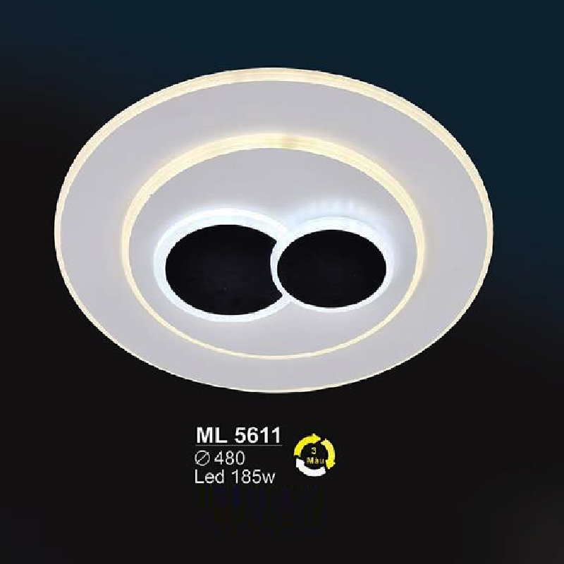 SN - ML 5611: Đèn áp trần LED  Mica - KT: Ø480mm - Đèn LED 185W - ánh sáng đổi 3 màu