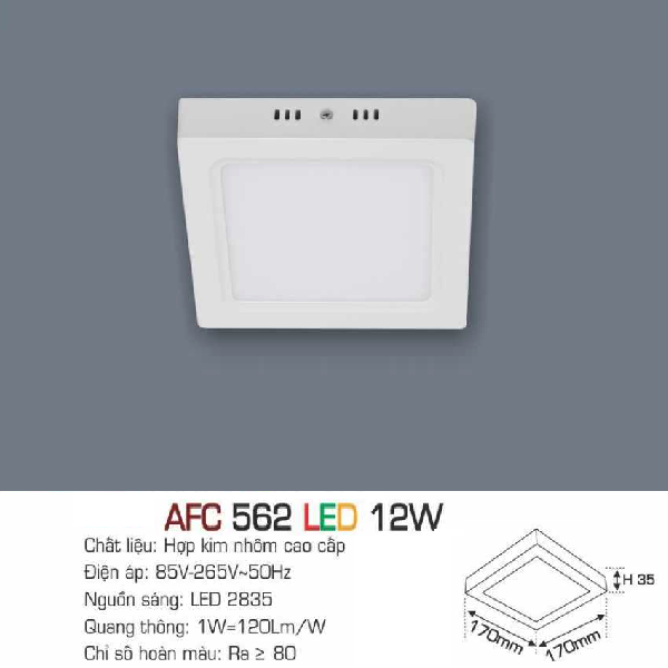 AFC 562 LED 12W: Đèn LED vuông ốp nổi 12W - KT: 170mm x 170mm x H35mm - Ánh sáng trắng/vàng/trung tính