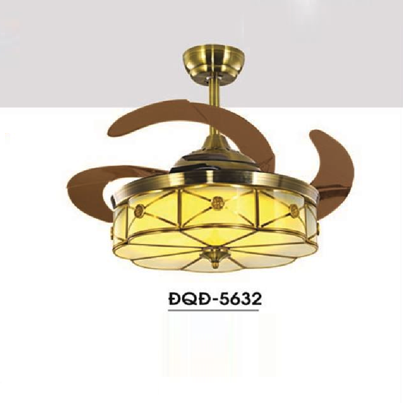 HF - ĐQĐ - 5632: Quạt trần đèn cánh xếp thân đồng