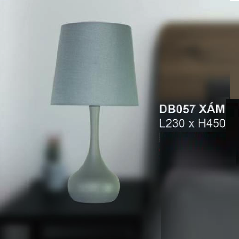 35 - DB057 XÁM: Đèn đặt tủ đầu giường/ đặt bàn - KT: L230mm x H450mm - Bóng đèn E27 x 1 bóng